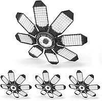 Vista 19 de Luz LED de garaje de 160 W, luces LED de techo de 16000 lm, iluminación súper brillante para garaje, con 6 paneles deformables, base con tornillo