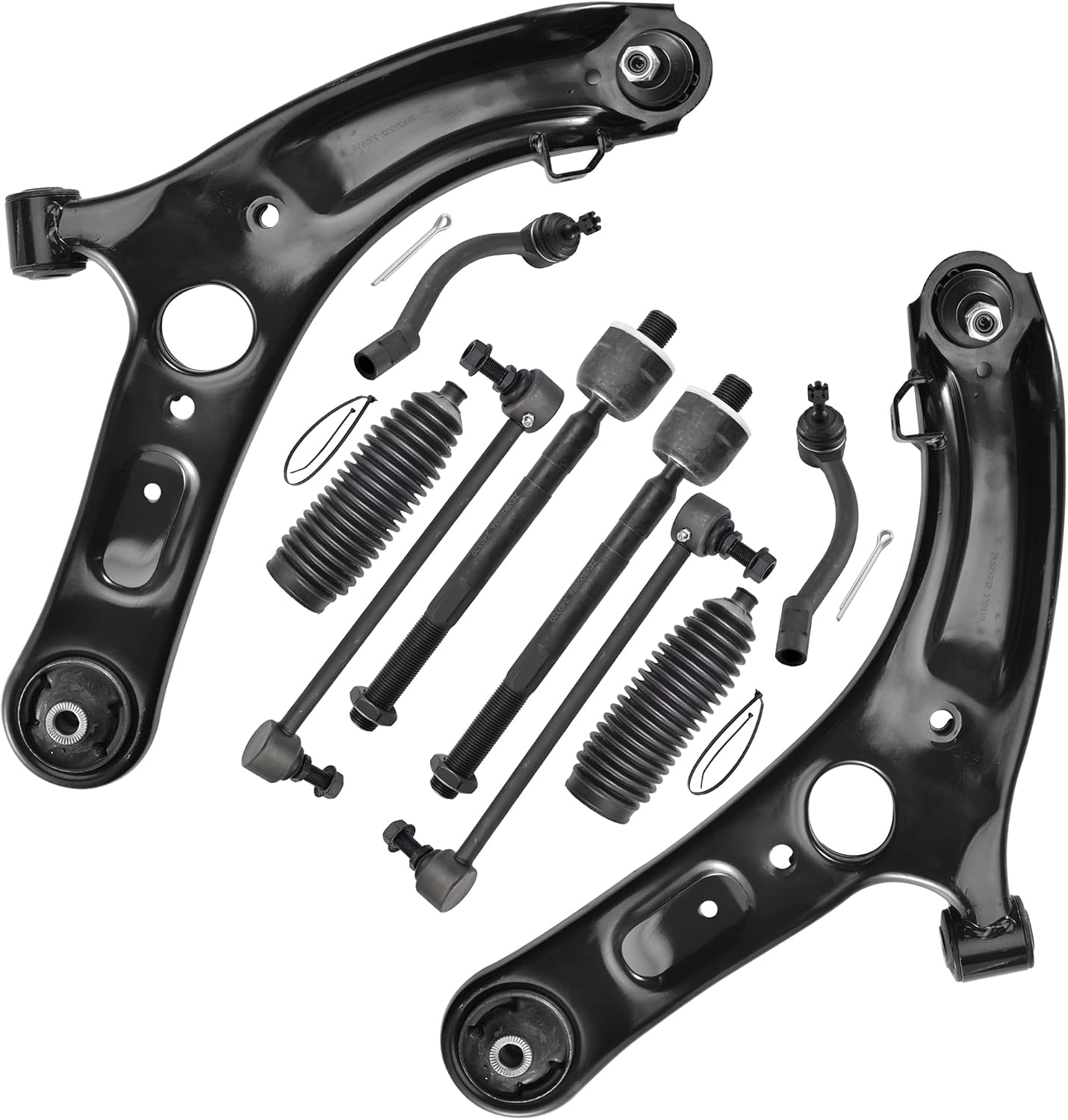 10pcs Suspension Kit for Hyundai Elantra 2011-2017 and for Hyundai Veloster, Front Lower Control Arms with Ball Joints Assembly Sway Bar Links Inner and Outer Tie Rod Ends and Boots