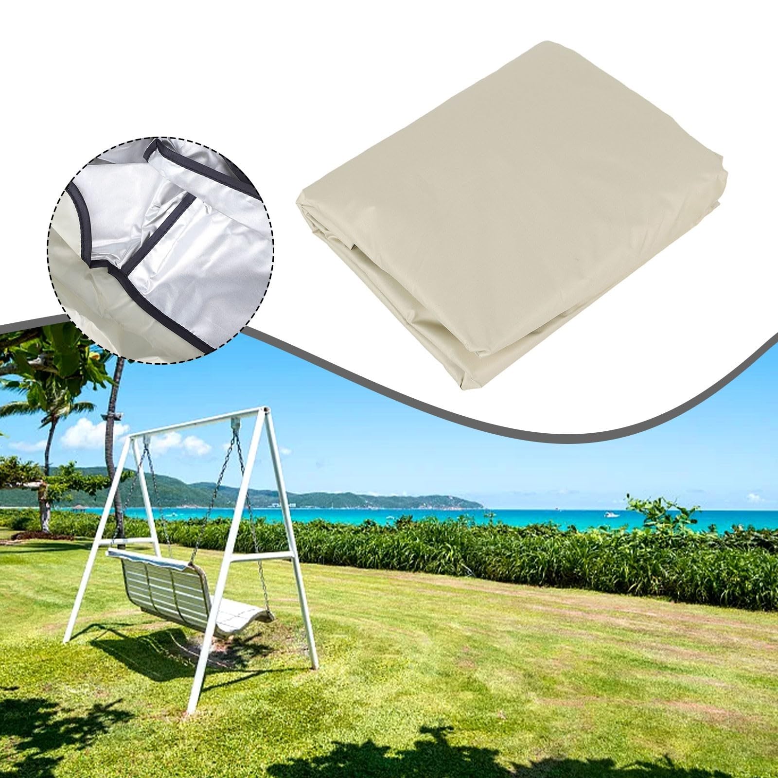 Cuscino per dondolo da giardino, 150 cm, in tessuto impermeabile, adatto per dondolo a 3 posti