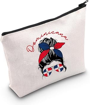 TGBJE Dominican Republic Souvenirs Dominican Flag Cosmetic Bag Dominicana Gift Makeup Pouch Vacation Holiday Travel Bag Domini Bag