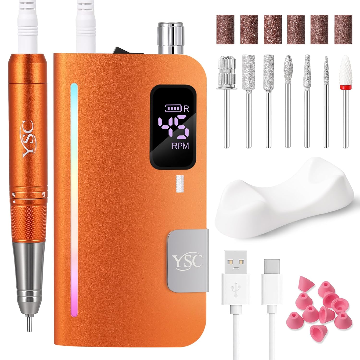 Professional Electric Nail Drill Coreless Motor - 45000 RPM Cordless Nail Drill Machine, Rechargeable Electric Nail File for Acrylic Gel Polishing Removing, Portable E-File for Salon & Home Manicure