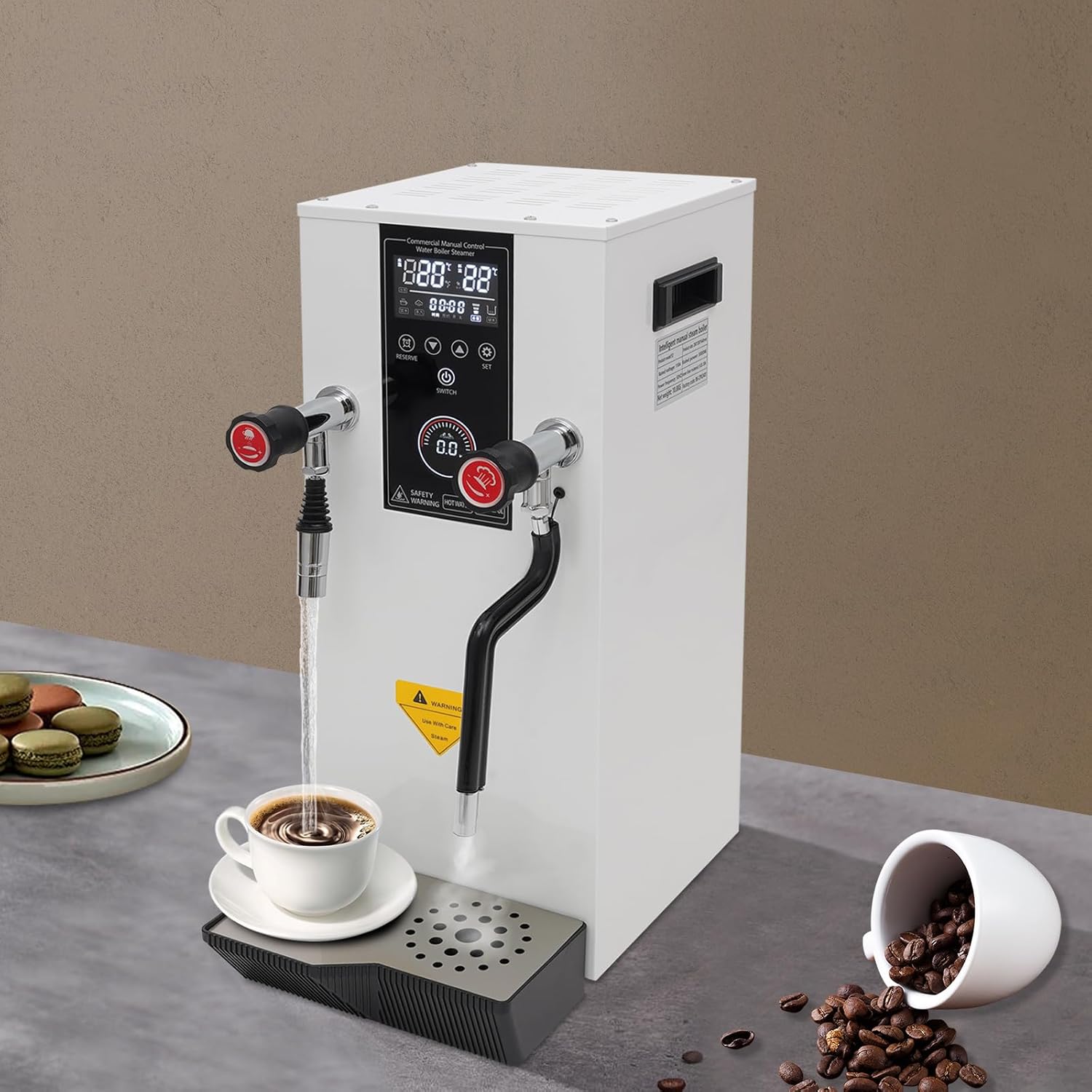 Commercial Milk Frother, 3000W 12L Steam Milk Foam Machine, Full-Automatic Steam Boiling Water Frothing Machine with 12H Timing Function for Tea Coffee Dessert Milk