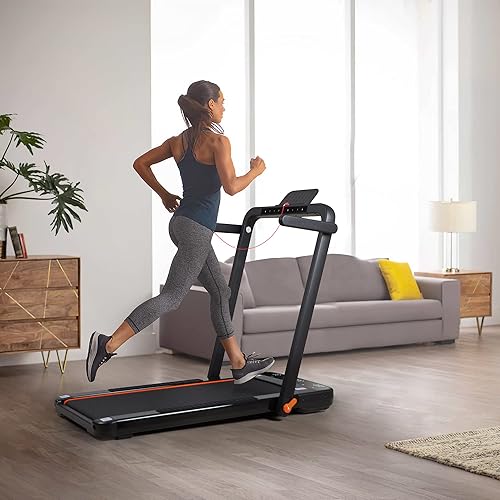 Miniatura 8 de CEARTRY Cinta de correr plegable 2 en 1, caminadora para debajo del escritorio, capacidad de 300 libras, caminadora plegable sin instalación, cinta