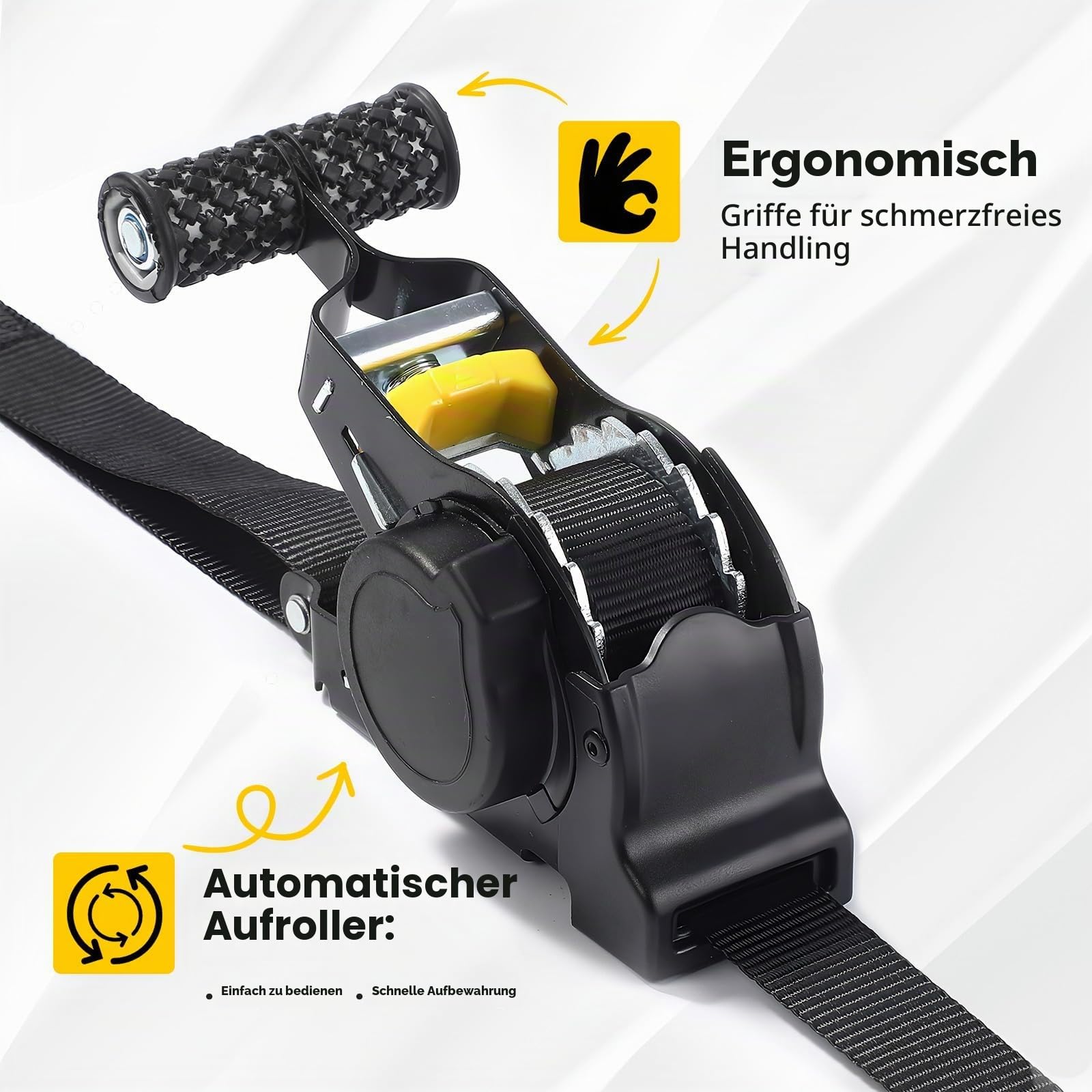 4 Stück Automatik Spanngurte - 3 m x 25mm, 680KG Automatischer Spanngurtaufroller mit S Haken - Spanngurte mit Ratsche - Selbstaufrollend Spanngurt Zurrgurte für Ladungssicherung,LKW, Anhänger