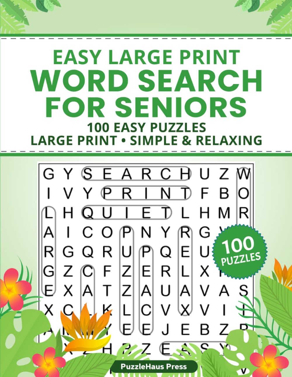 Easy Large Print Word Search for Seniors: 100 Easy Puzzles - Big Letters - Simple & Relaxing
