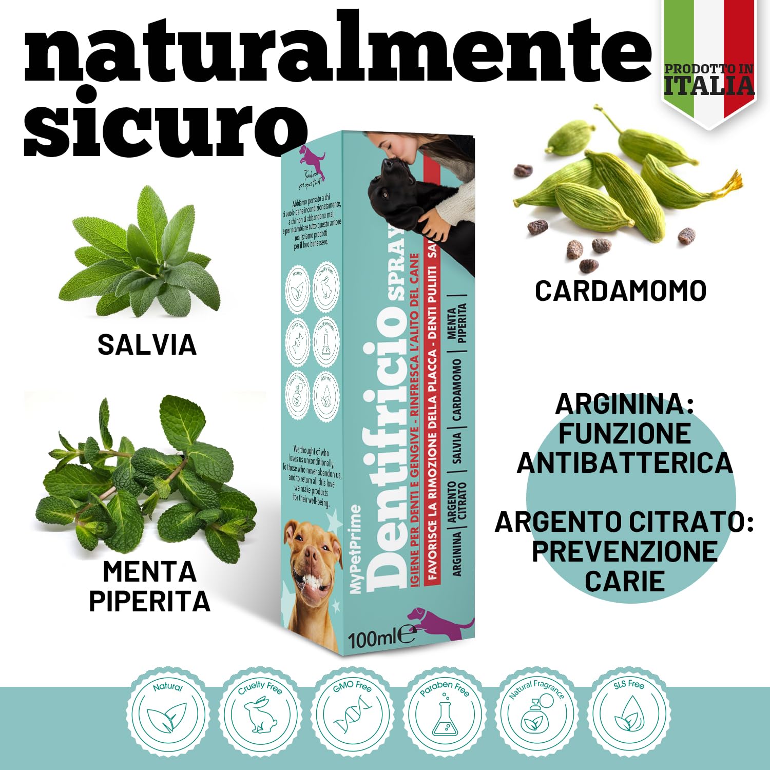 MyPetPrime Dentifricio per Cani Spray con Argento Citrato e Arginina 100 ml