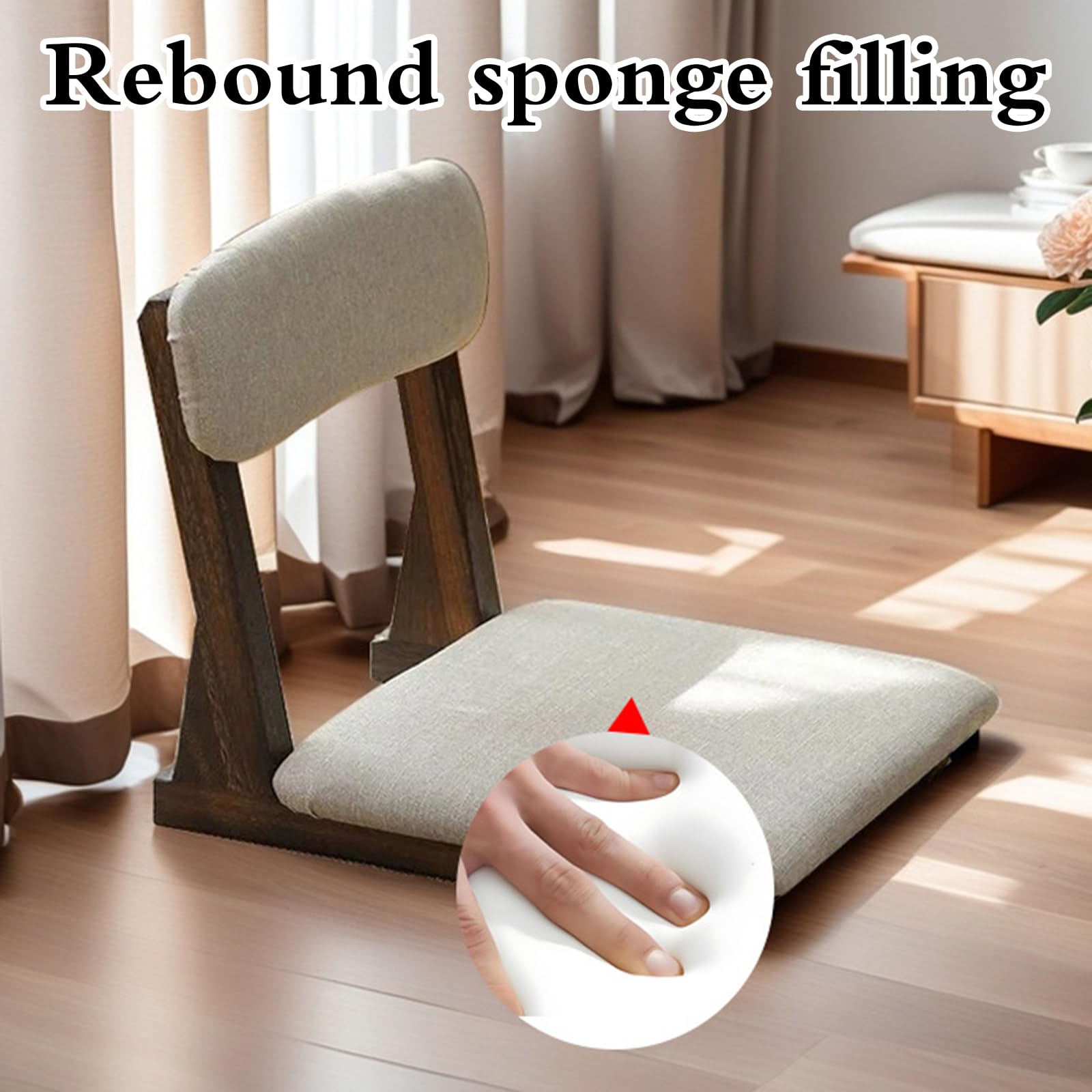Tatami Stuhl,Tatami Meditationsstuhl Im Japanischen Stil,Bambus Bodenstuhl FüR Wohnzimmer,Bodenstuhl Sitz Mit Kissen,Platz Sparen,Geeignet FüR Wohnzimmer,Erker,Balkon
