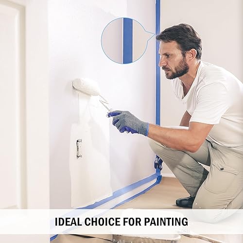 Miniatura 6 de EFOK Blue Painters - Cinta de pintura de 1 pulgada a granel, 20 rollos x 1 pulgada x 55 yardas, cinta de pintor azul para paredes, pintura, embalaje