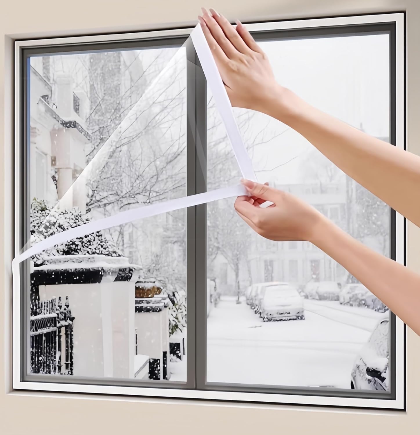 Winter Weatherproofing Window Insulation Film Transparent Heat Warm Curtains Window Insulation Kit Suitable for Living Room Bedroom Kitchen Bathroom