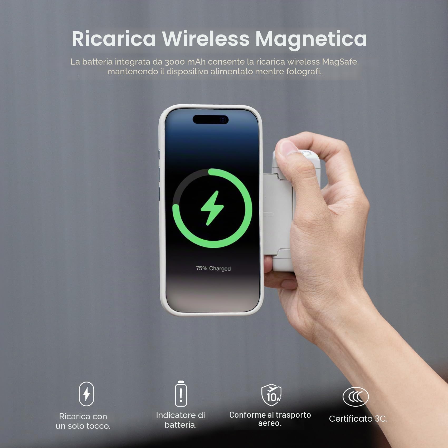 PGYTECH MagCam 2 Impugnatura per Smartphone Kit Modulare 3-in-1, Telecomando Bluetooth, Impugnatura di Ricarica e Supporto Wireless Magnetico MagSafe, per iPhone 12–17/Android 14 (Nero)