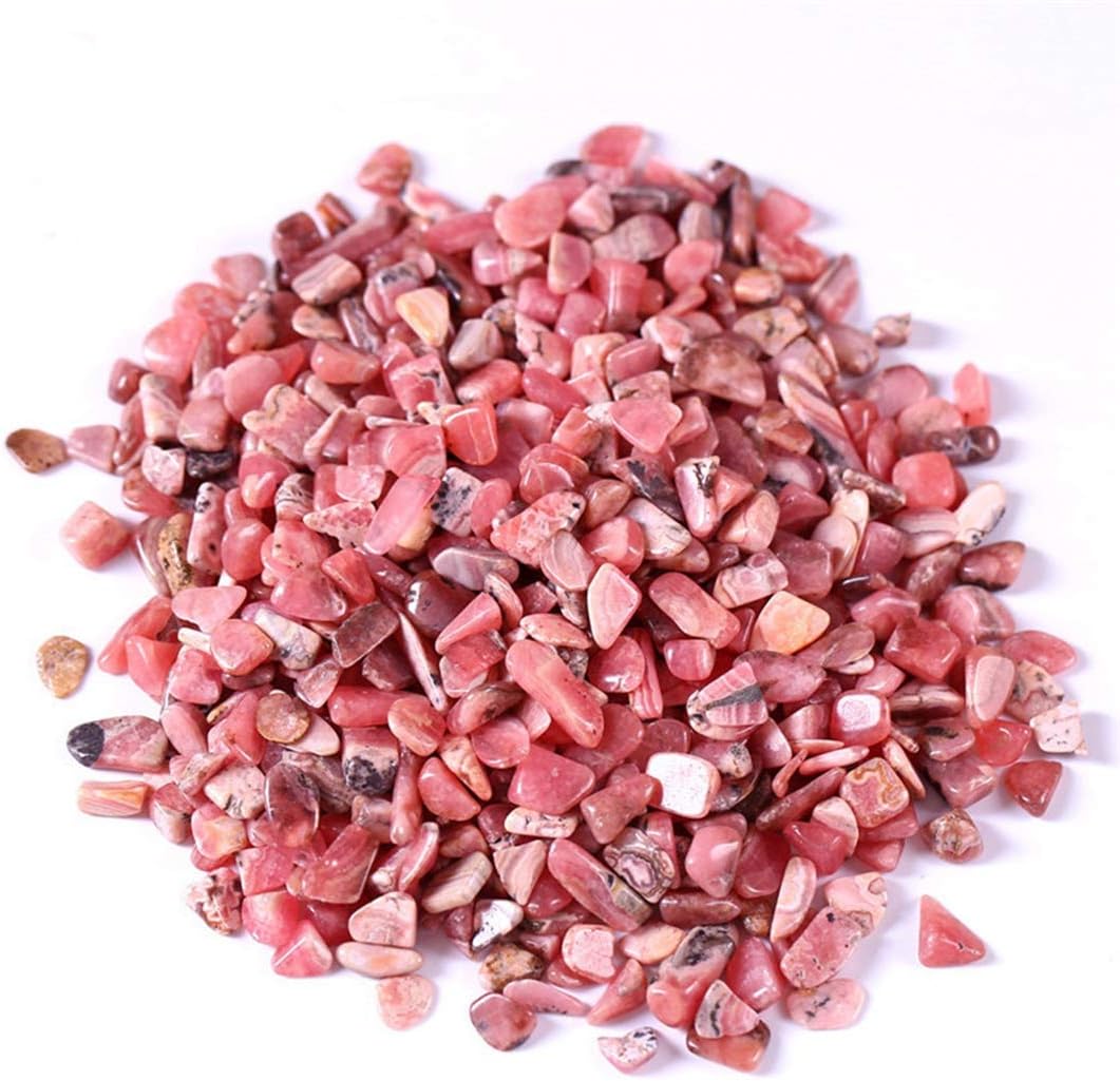 IMALY Rhodochrosite Tumbled Chips Stone Polished Crushed Healing Crystal Quartz Pieces Irregular Shaped Stones for Home Decorative Stones Vases Plants Succulents 0.5lb