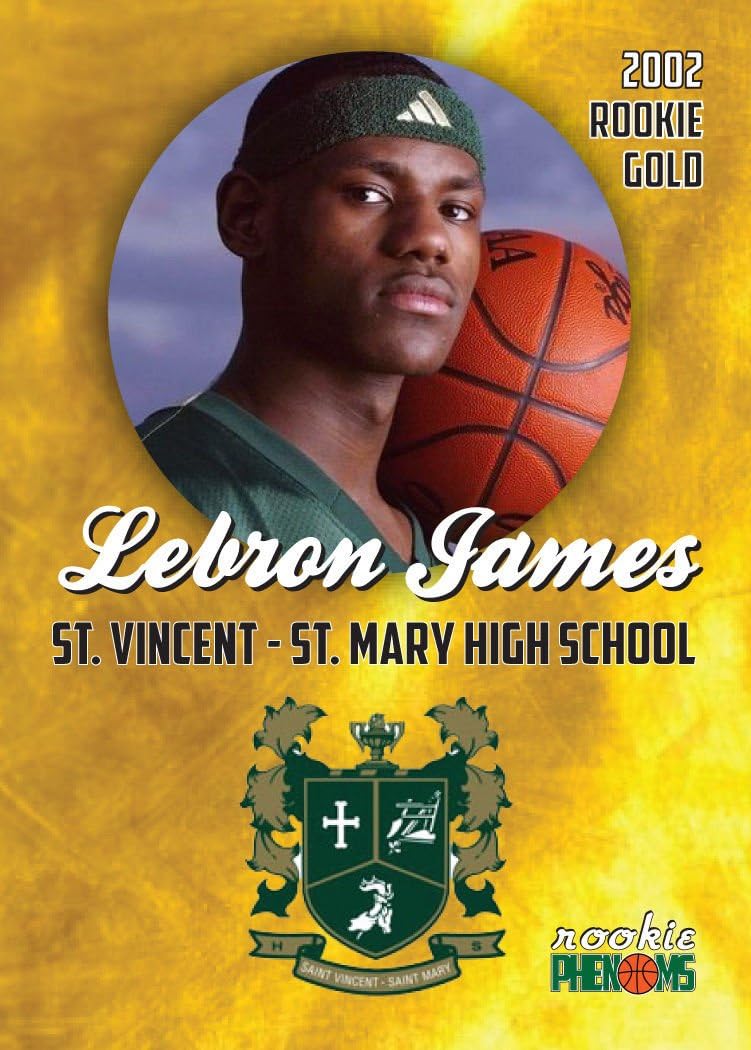 2002 LEBRON JAMES ST VINCENT ST MARY HIGH SCHOOL ROOKIE CARD IN A ONE TOUCH MAGNETIC CASE