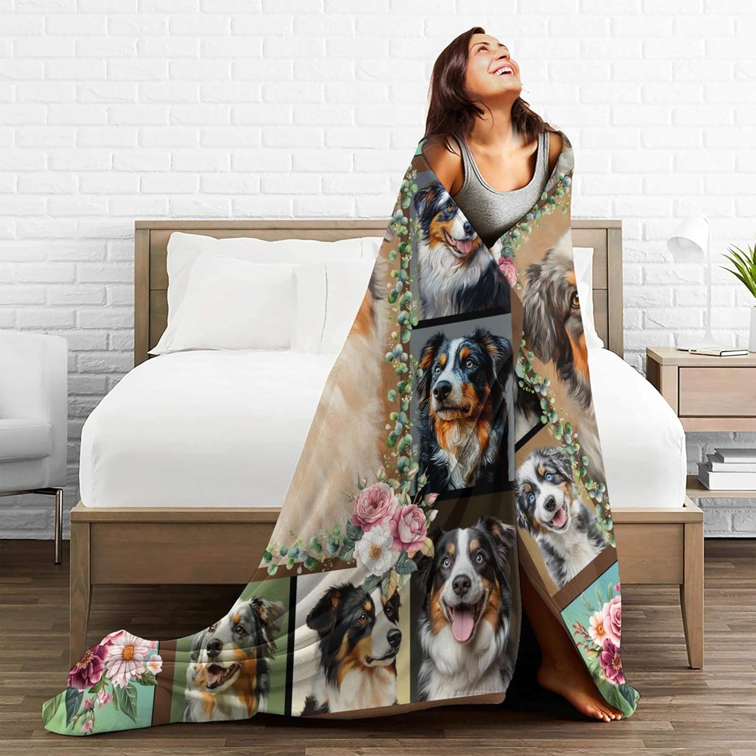Australian Shepherd Throw Blanket Aussie Dog Print Blankets Gifts for Couch Sofa Bed Stuff Decor Lightweight Soft Cozy Fleece Plush Warm Flannel Bedding for Lover Men Women 40"x50" - Image 4