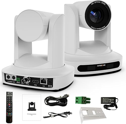 Cámara PTZ zoom óptico 20X, salidas HDMI/SDI/IP, transmisión en vivo PoE, trípode, montaje en pared y techo