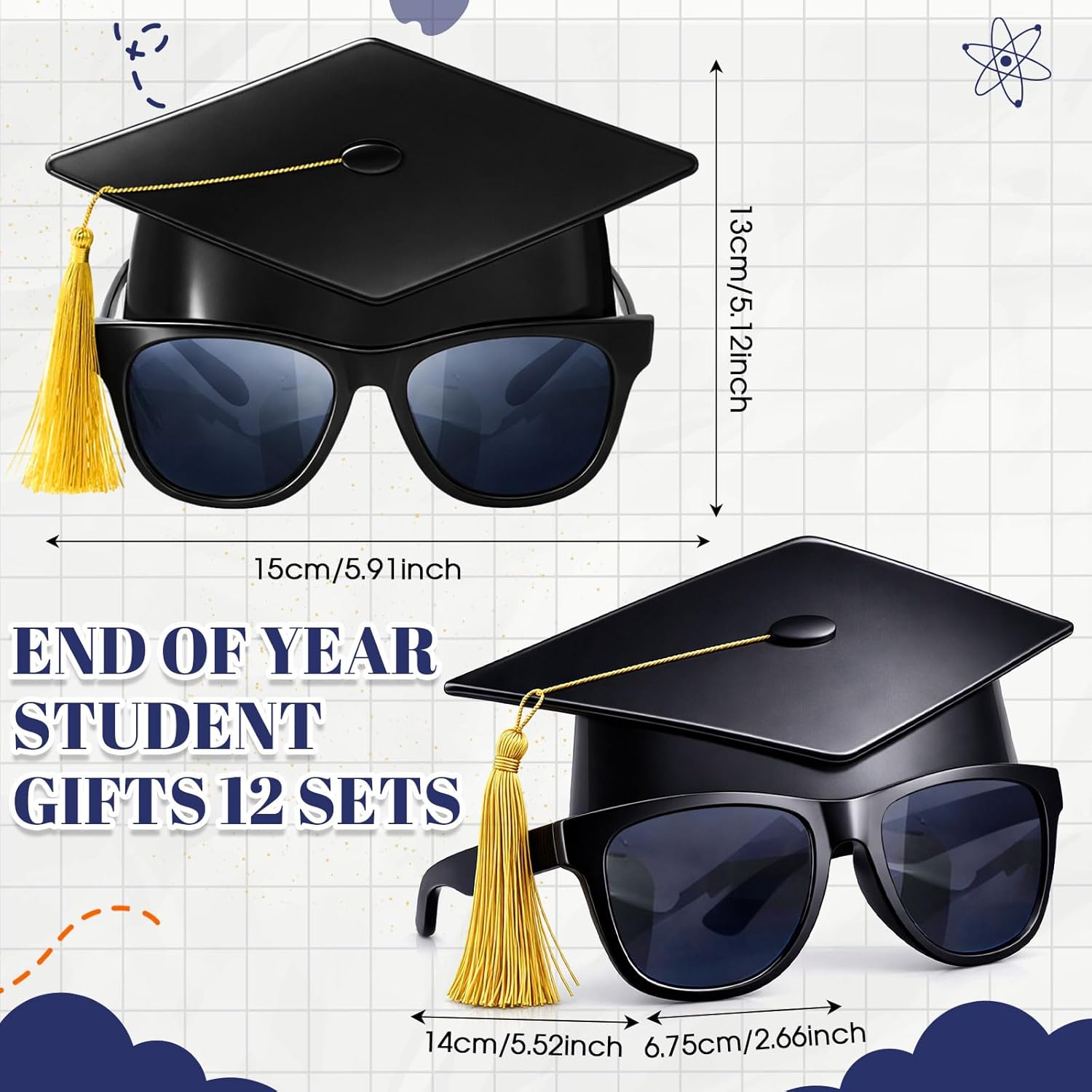 Weewooday 24 Pieces 2026 Graduation Cap Sunglasses with Tassel Graduation Party Decorations for Grad Prom Photo Props Party Supplies