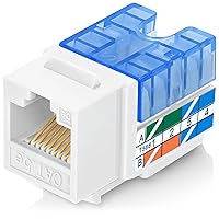 Vista 24 de Everest - Paquete de 10 conectores Keystone RJ45 Cat6A en ángulo de 90°, color blanco, conectores RJ45 hembra de perfil delgado, conector Keystone
