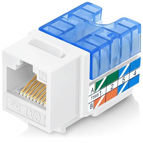 Miniatura 24 de Everest - Paquete de 20 conectores Keystone RJ45 Cat6 en ángulo de 90°, color verde, conectores RJ45 hembra de perfil delgado, conector Keystone Cat