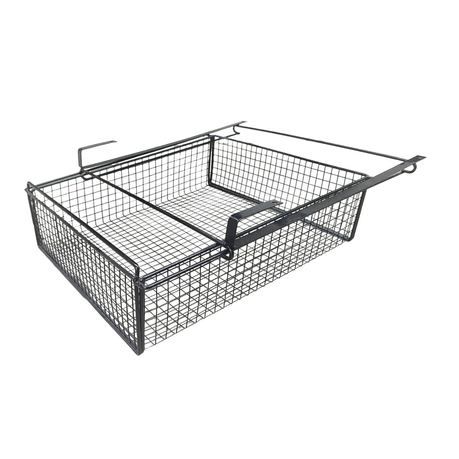 Alcxazs Black Iron Drawer Basket Bin Designed For Closet Organization With Efficient Sliding Under Shelf Storage Organizer Sliding Under Shelf Storage Organizer For M