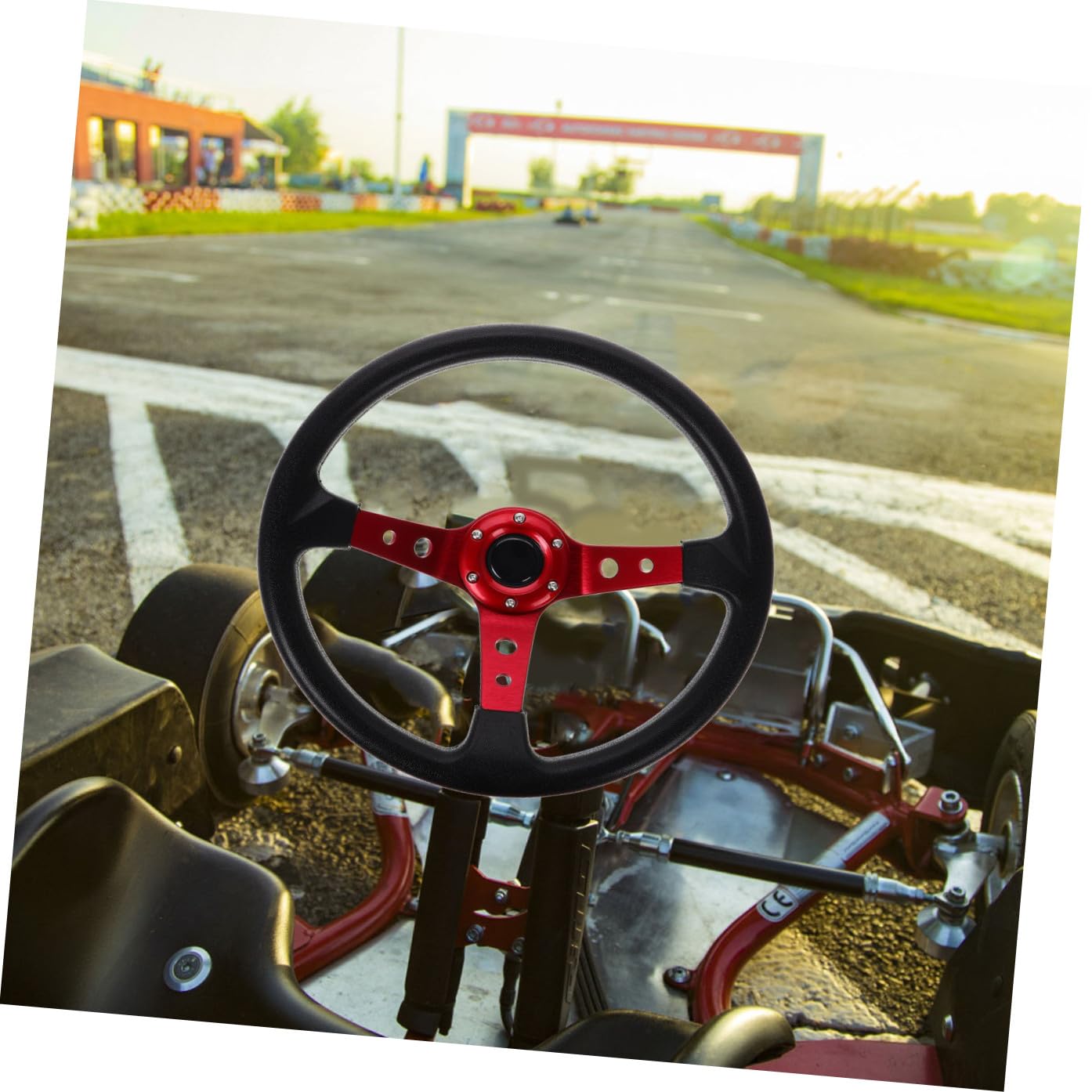 Abaodam Volante Pu Per Auto Sportive e Simulatori Design Karting Con Pulsante Horn Rosso Per Drift e Corse