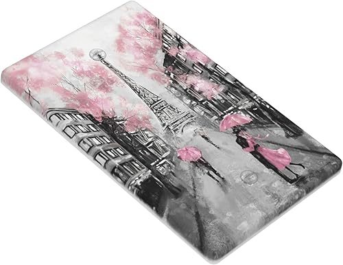 Miniatura 3 de París - Cubierta para interruptor de luz de torre Eiffel, placa de pared de triple palanca, placa de interruptor de 3 cuadras, placa decorativa rosa