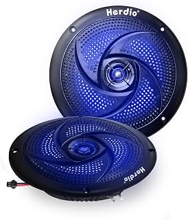 Herdio 5.25 Zoll Outdoor Lautsprecher, Aussenlautsprecher Wasserfest, 80W- Marine Lautsprecher mit LED Lichtern- für Sommerfahrten mit Offroader, Boot, UTV, ATV, RV Auto & Golf Cart, Schwarz