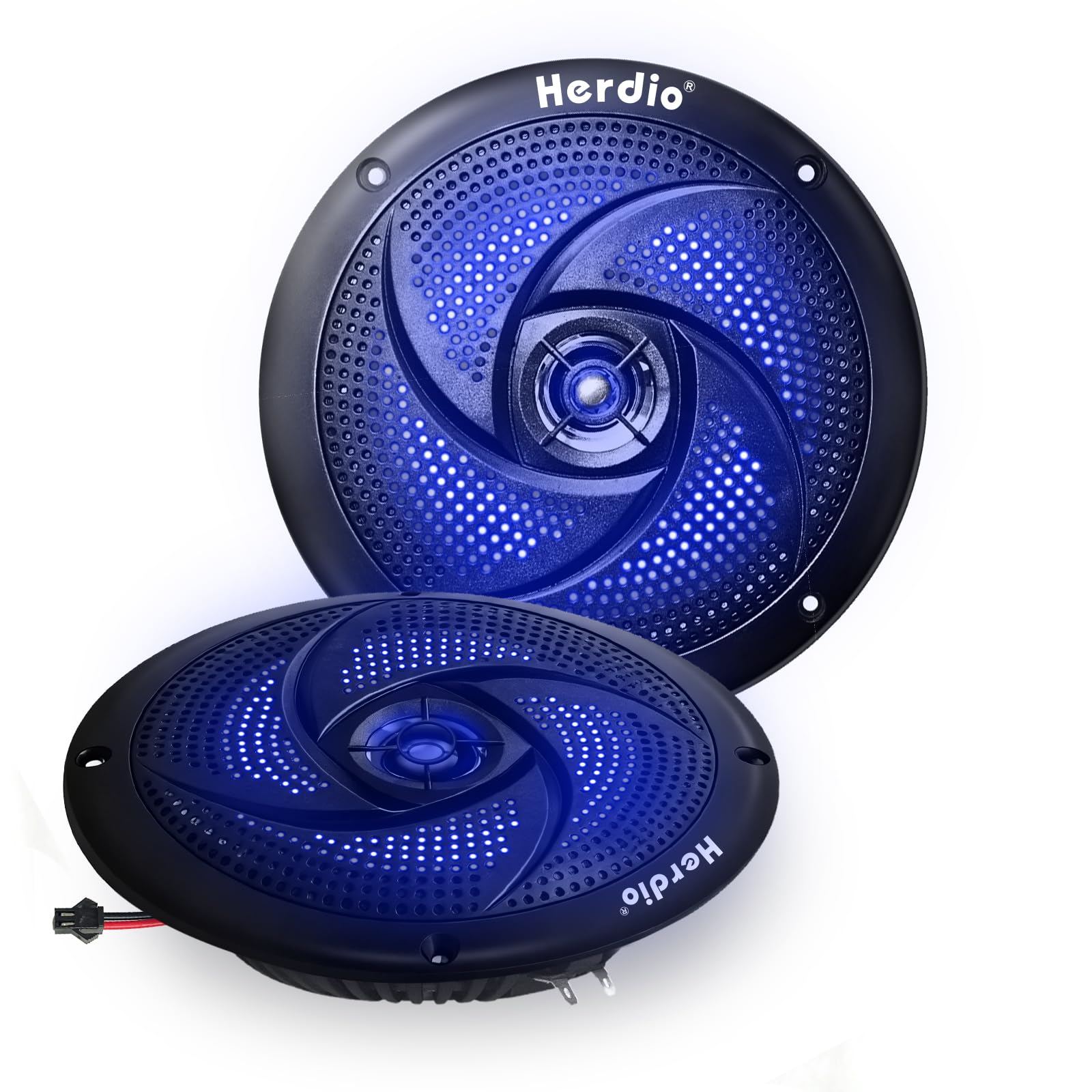 Herdio 6.5 Inch 240W Waterproof Marine Speakers with Integrated LED Lights