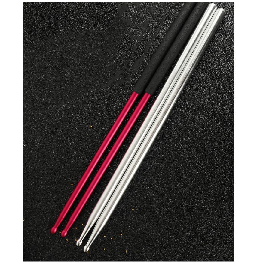 Schlagzeugstöcke 1 Paar Drumsticks 5A, langlebiges Metall, Drumsticks und Sticks for Jazz-Übungen, 5A-Aluminium erhöht die Festigkeit, rutschfest und langlebig(Silver B)