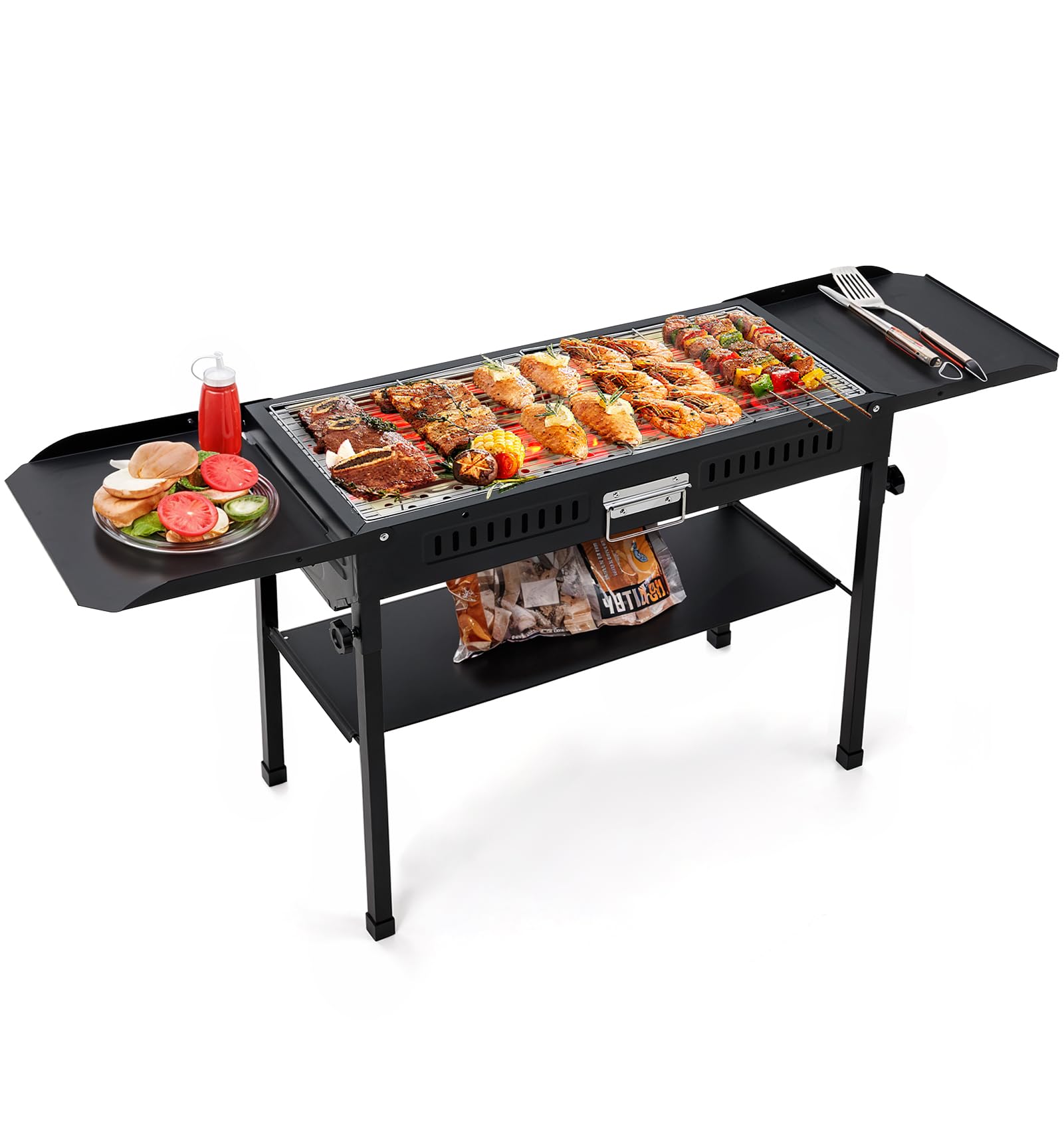 Barbecue portable au charbon léger en acier inoxydable pour jardin extérieur