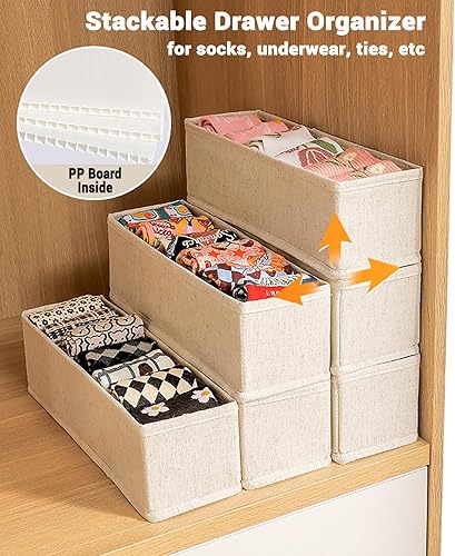 Miniatura 5 de MURRI&MURRDI Mini organizador plegable para cajones de ropa, 6 piezas, organizador de cajones de tela para guardería, organizador de tela con