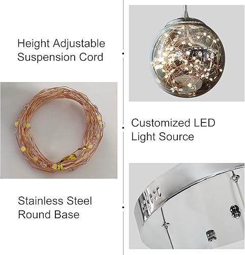 Miniatura 5 de Luces colgantes de cristal para isla de cocina, lámparas de granja, luces colgantes para dormitorio, lámpara colgante de tocador, lámpara colgante