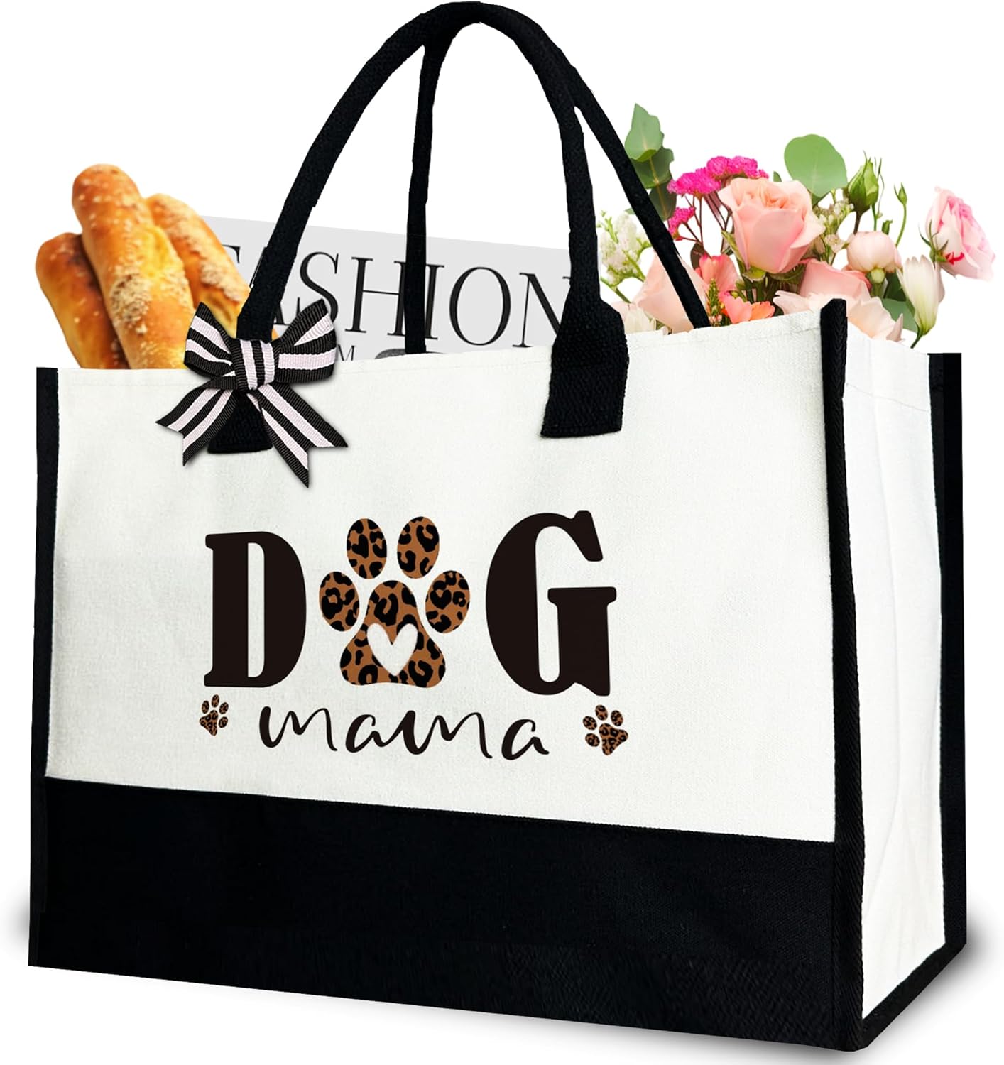 Dog Mama Tote Bag, Dog Canvas Tote Bag Gift for Women, 12x17 inch