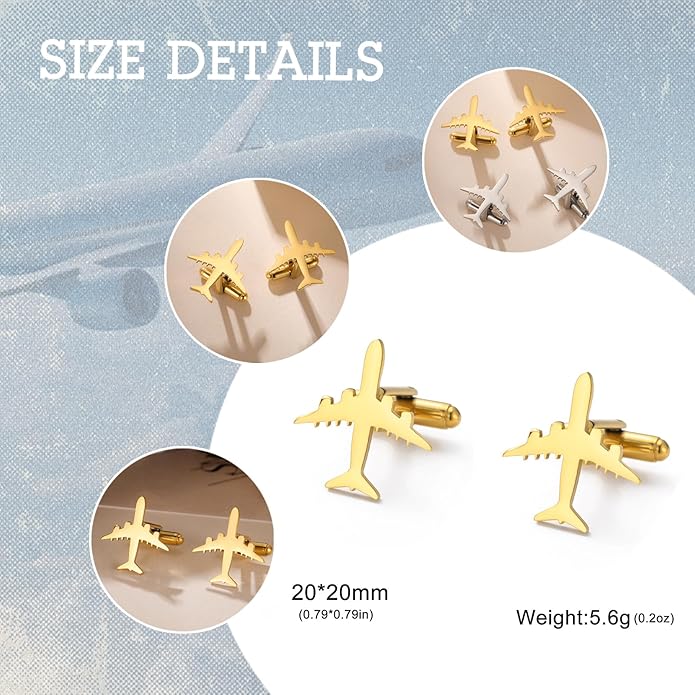 Mancornas Avión de Acero Inoxidable para Hombre miniatura 5