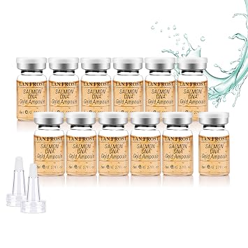 Stem Cell Salmon DNA Gold Serum Ampoule Exosomes for Skin Hyaluronic Acid for Repair for Improves, Hydration and Moisturization,12 Vials