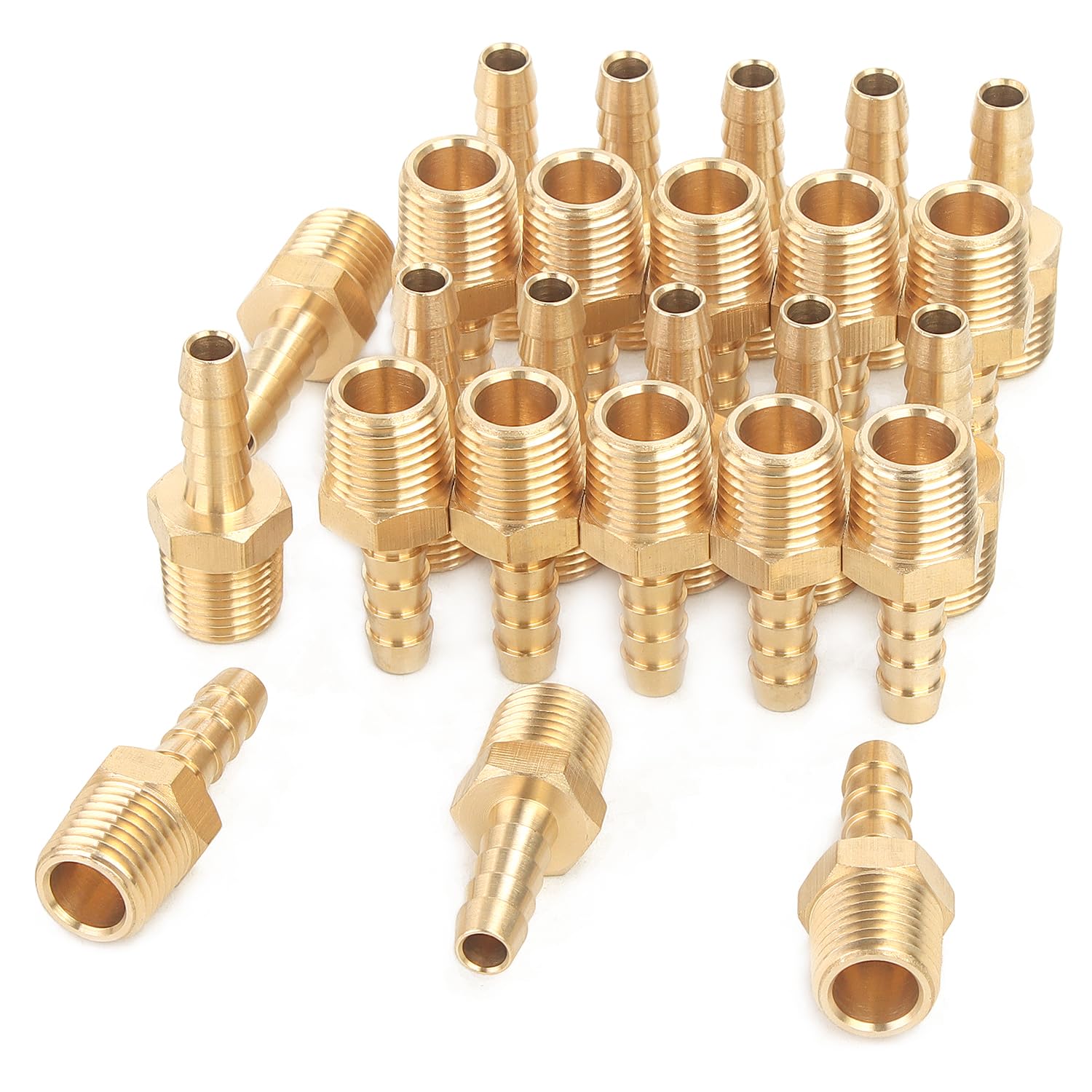 Ltwfitting Men's Pack Of 25 Brass 1/4-Inch Bspt X 6Mm Hose Barb Coupler Adapter Fitting For Vehicle Fuel System, Hvac System (Pack Of 25)