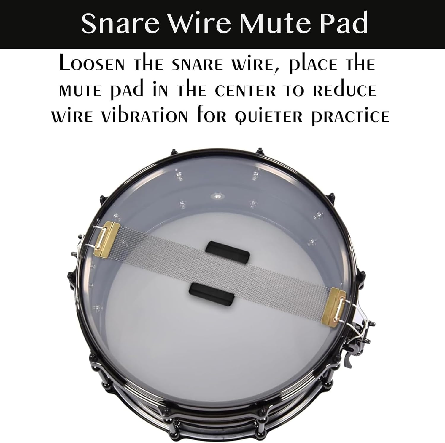 Drum Mute Pads Set 4 Pieces, Drum Silencer Pads Fit 10", 12", 14", 16" Drum, with Snare Wire Pad and 2 Pieces Drumsticks Tips