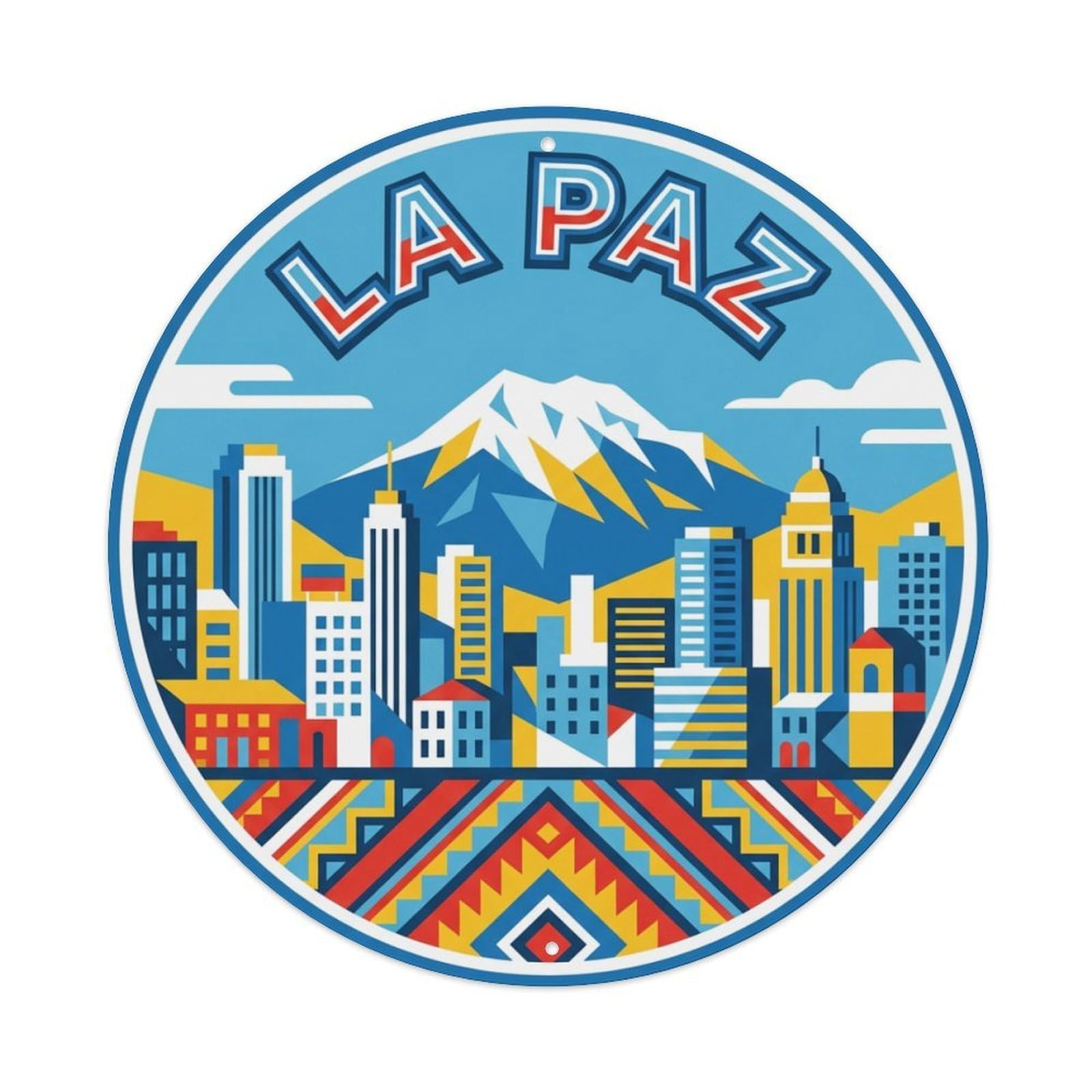 Vintage Travel Bolivia La Paz Vintage Metal Tin Sign Plaque Wall Decor for Cafe, Club Bar, Office, Garden Metal Poster 8x8Inch