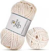 Vista 12 de Yarn Bee - Ovillo de hilo voluminoso para ganchillo y tejer, madeja de hilo suave, 80 yardas de hilo 100% poliéster para tejer mantas, sombreros