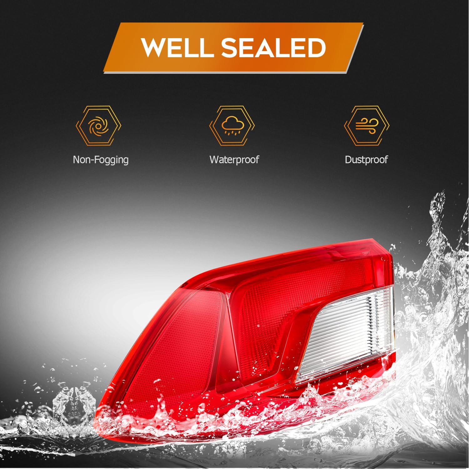 Taillight Assembly Fit 2016-2019 for Chevy Cruze 4-Door Sedan Chrome Red Lens Color Clear Passenger Side GM2805124,84078119