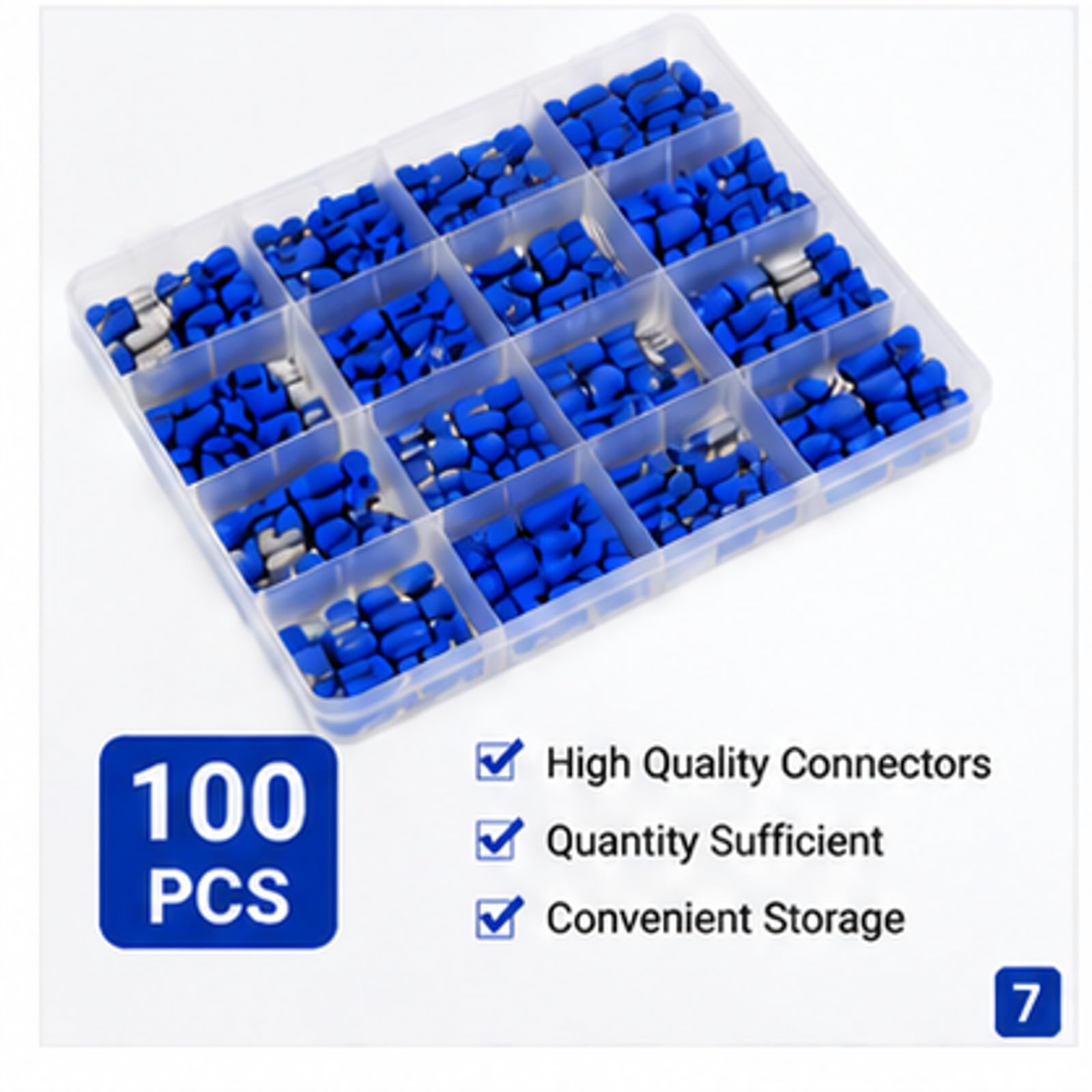 100 pièces Cosses électriques à sertir, FDD2‑250 femelle Connecteur à cosse avec coque isolante 0,8 x 6,35 mm câble terminal pour câble de 1,5 à 2,5 mm²(Bleu)