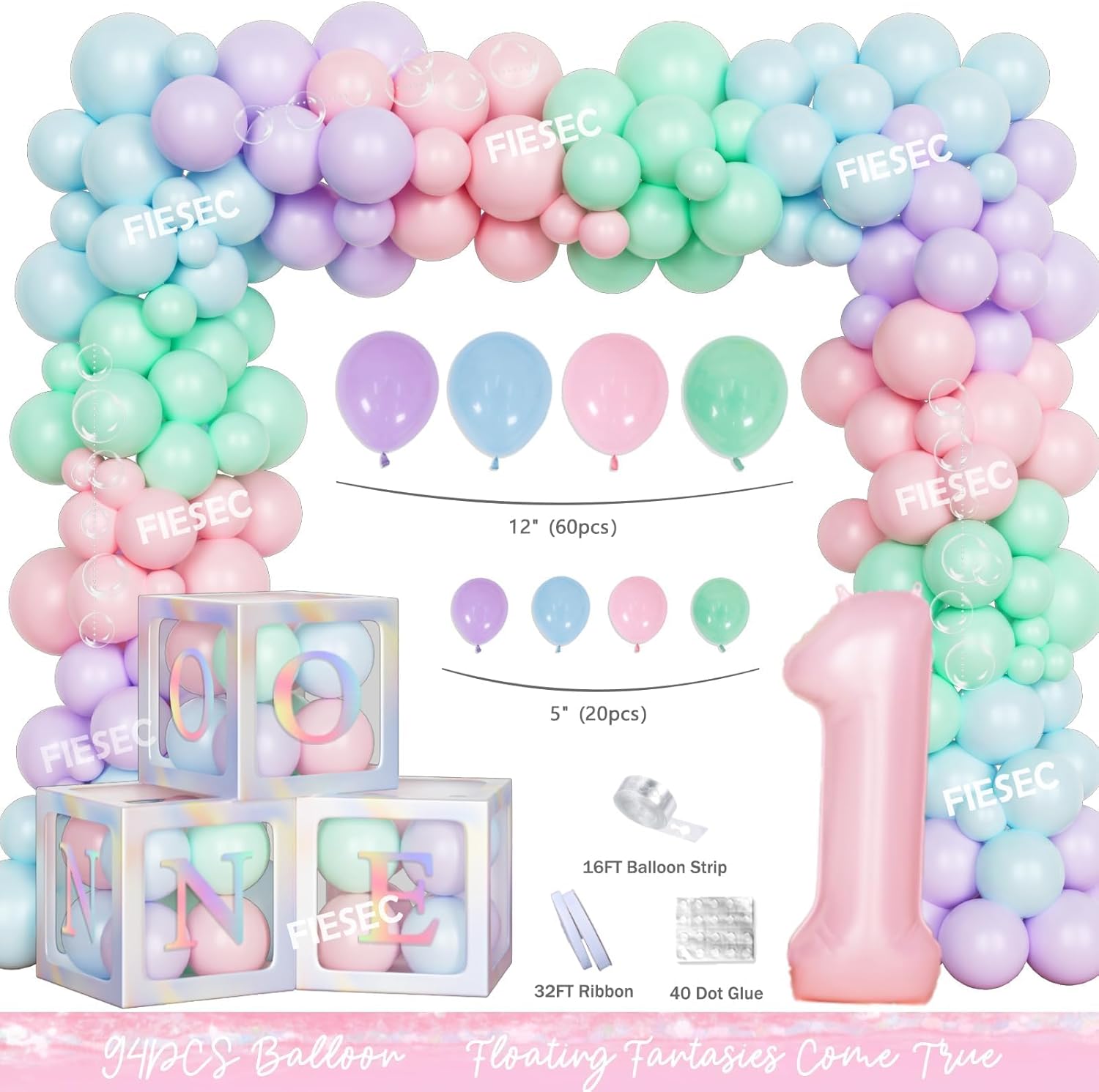 Under The Sea 1 Year Old Party Decoration, Ocean Animal First Birthday Party Decorations, 1st Birthday Decorations for Girl, Backdrop Banner Balloon Cake Topper Crown Box Cutouts