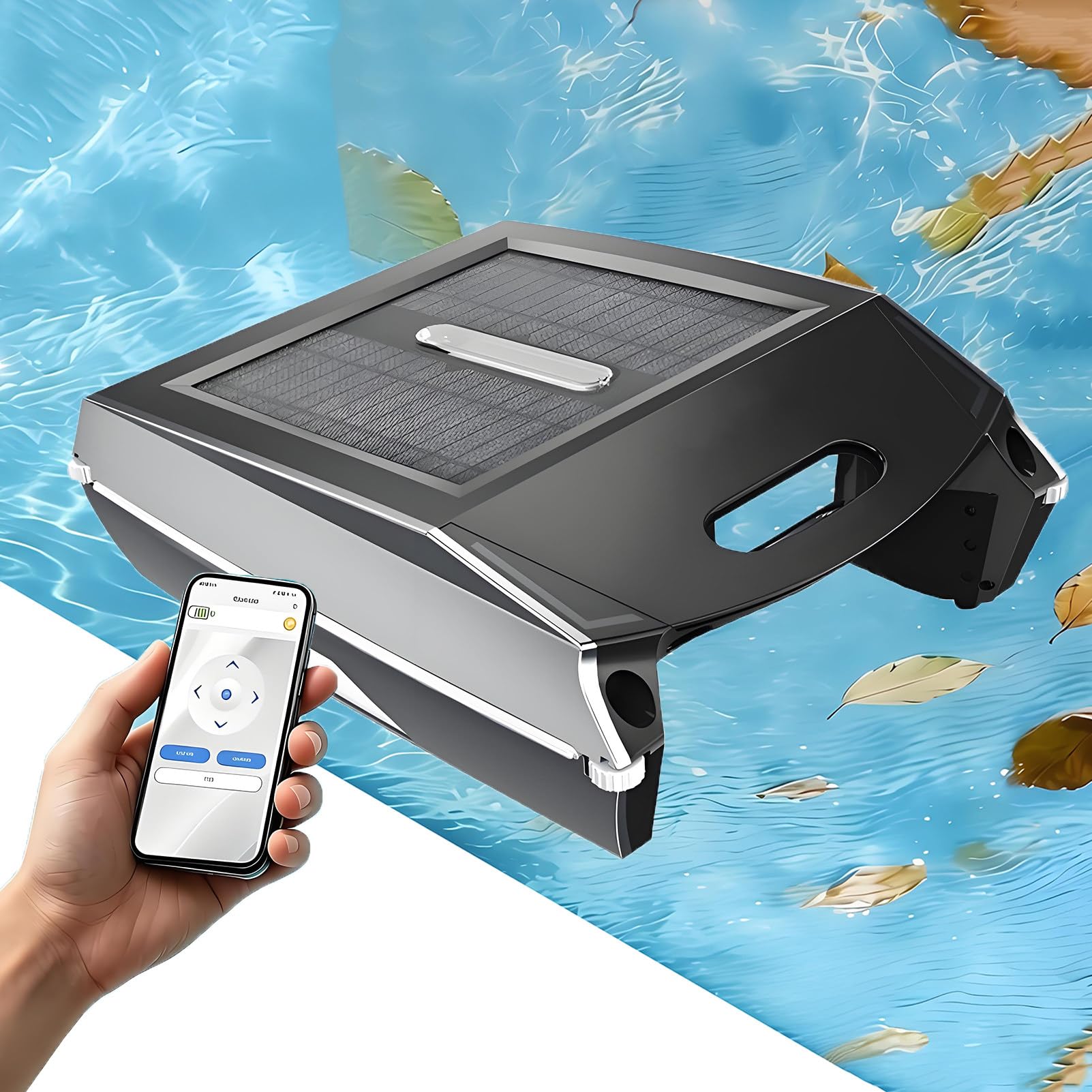EpyGnom Solar Robotic Pool Skimmer Cleaner with APP, Auto Path & Obstacle Avoidance, Pool Vacuum with 8L Skimmer Basket, Floor/Wall/Waterline Cleaning, for Inground & Above-Ground Pool
