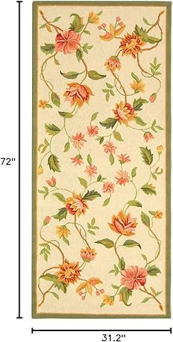 Miniatura 9 de SAFAVIEH Chelsea Collection - Alfombra decorativa de 2 pies 9 pulgadas x 4 pies 9 pulgadas, marfil, lana de campo francesa enganchada a mano, ideal