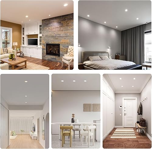 Miniatura 5 de Gugsey Iluminación empotrable de 6 pulgadas  Regulable 5CCT ultrafina lámpara de techo con caja de conexiones, 2700K-5000K seleccionable, 12W 110W