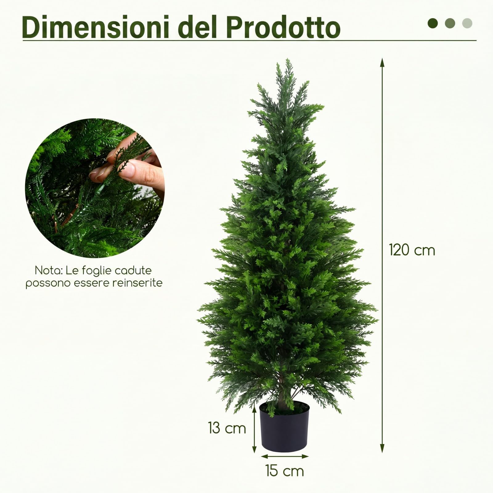 COSTWAY Set di 2 Alberi Artificiali di Cedro, Albero Artificiale in Vaso con Cemento e Fondo Rinforzato, Resistenti al Sole, Pianta Topiaria Finta da Interno e Esterno, per Casa e Ufficio (120 cm)