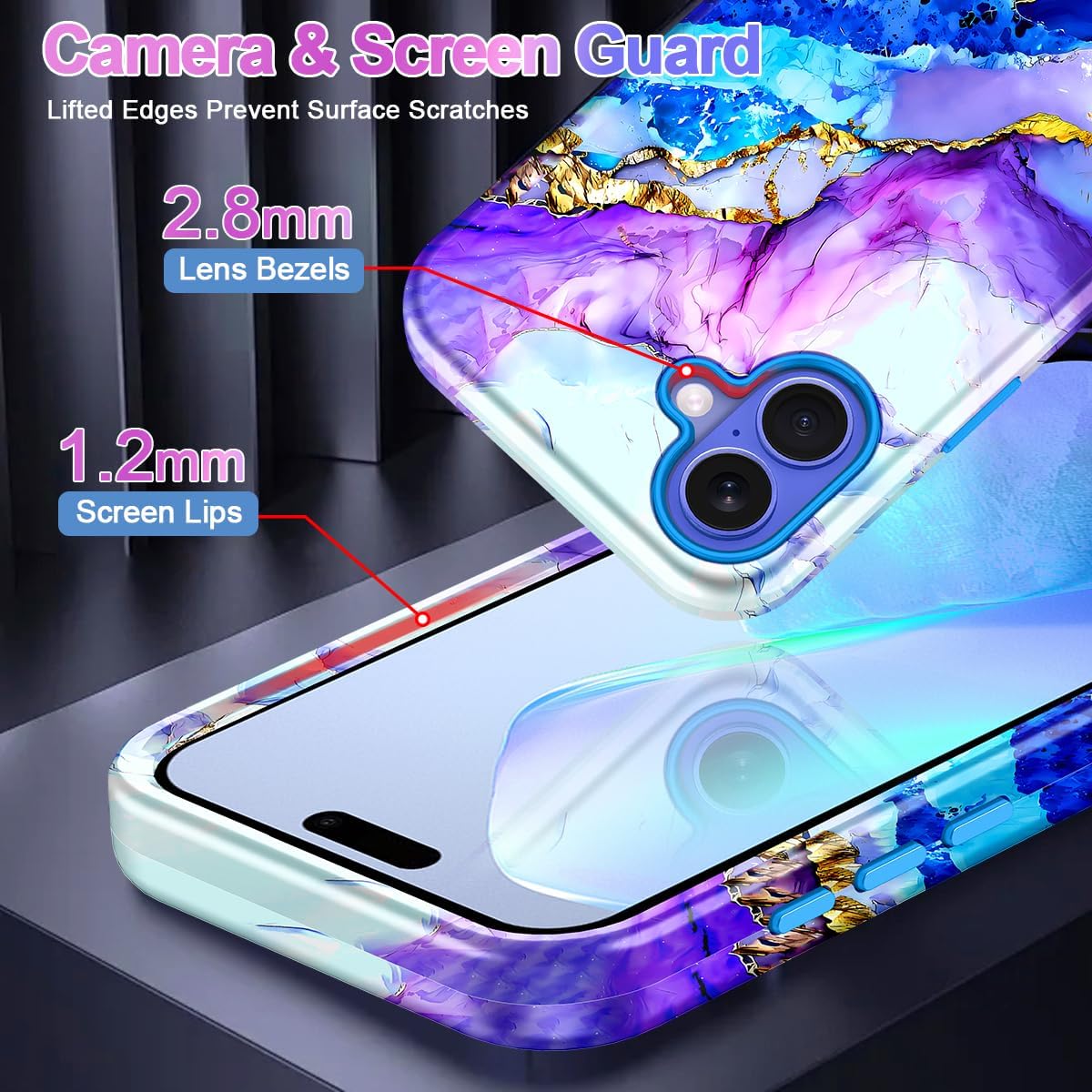 Casetego for iPhone 16 Plus Case,Compatible with MagSafe,[Military Grade Drop Test] Full Body Protection Slim Shockproof Rugged Marble Women Girls Case for iPhone 16 Plus 6.7 inch,Azure Blue - Image 6