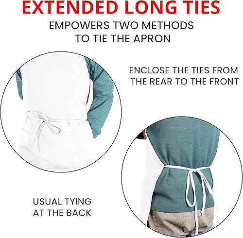 Miniatura 6 de Utopia Kitchen Paquete de 10 delantales ajustables con 2 bolsillos, resistente al agua y al aceite, delantal de chef de cocina para mujeres y hombres