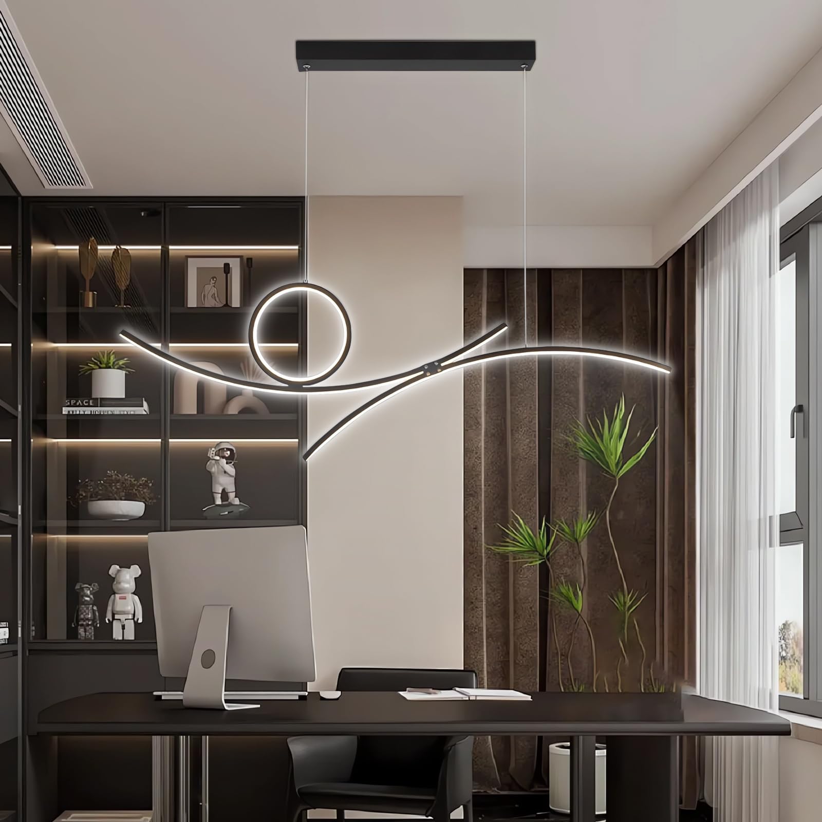 Moderno LED ampada a sospensione Lampade del ristorante Altezza regolabile | Dimmerabile con telecomando Controllo dell'app Lampada da tavolo da pranzo Lampada da ufficio
