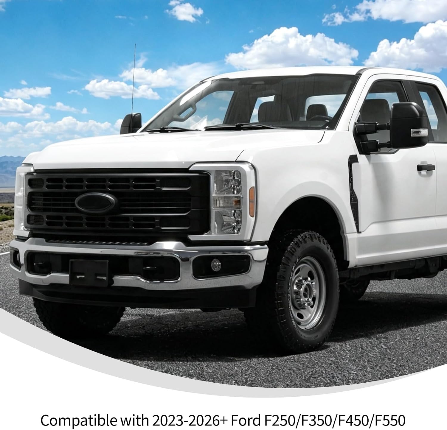 Linskip Fender Side Emblem Trim Compatible with 2023-2026+ Ford F250/F350/F450/F550, Gloss Black Fender Badges Cover for Super Duty Exterior Accessories
