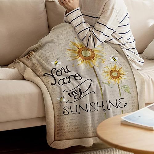 Miniatura 2 de Manta polar de franela de 40 x 50 pulgadas con diseño de girasoles, manta ligera y acogedora de felpa para habitación, sala de estar, sofá, sofá