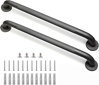 Shower Grab Bar, 2 Pack 24 Inch Gray Bathroom Grab Bar, 1.25" Diameter 304 Stainless Steel Anti-Slip Grab Bars for Bathtubs and Showers, Handicap Shower Grab Bar for Seniors Elderly